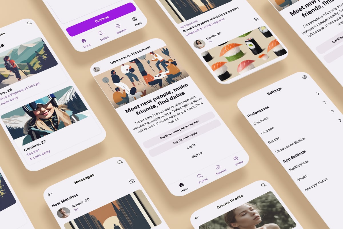 日期、关系、社交沟通和约会应用APP UI KIT (FIG,PSD,SKETCH,SVG,XD)