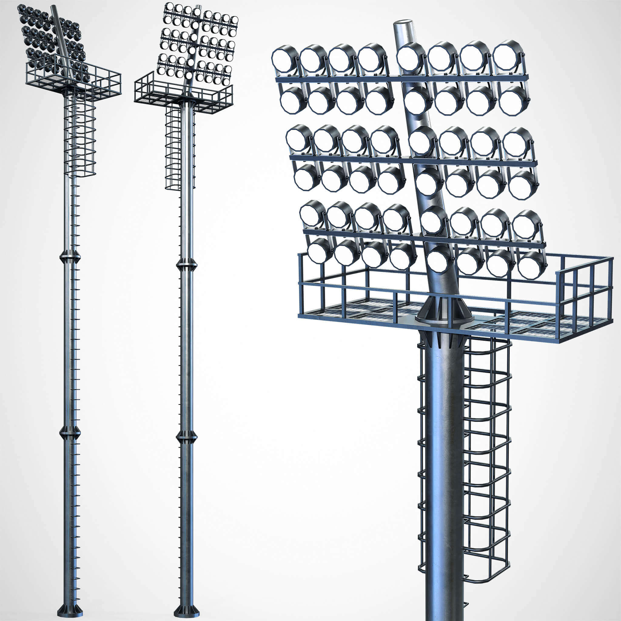 体育场灯塔low poly 3D模型（OBJ,FBX）