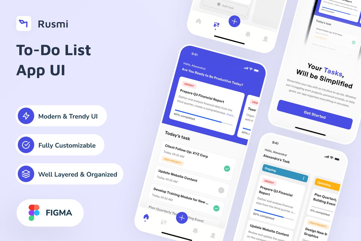 待办事项列表应用APP UI KIT (FIG)