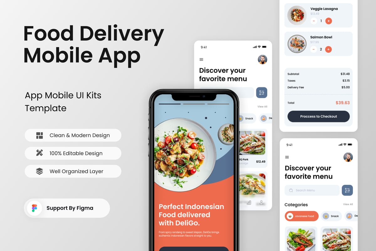 食品配送移动应用APP UI KIT (FIG)