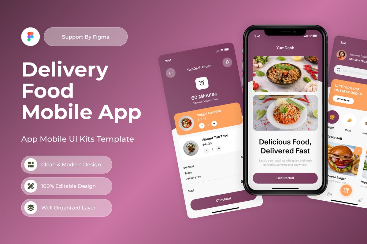 送货食品移动应用APP UI KIT (FIG)