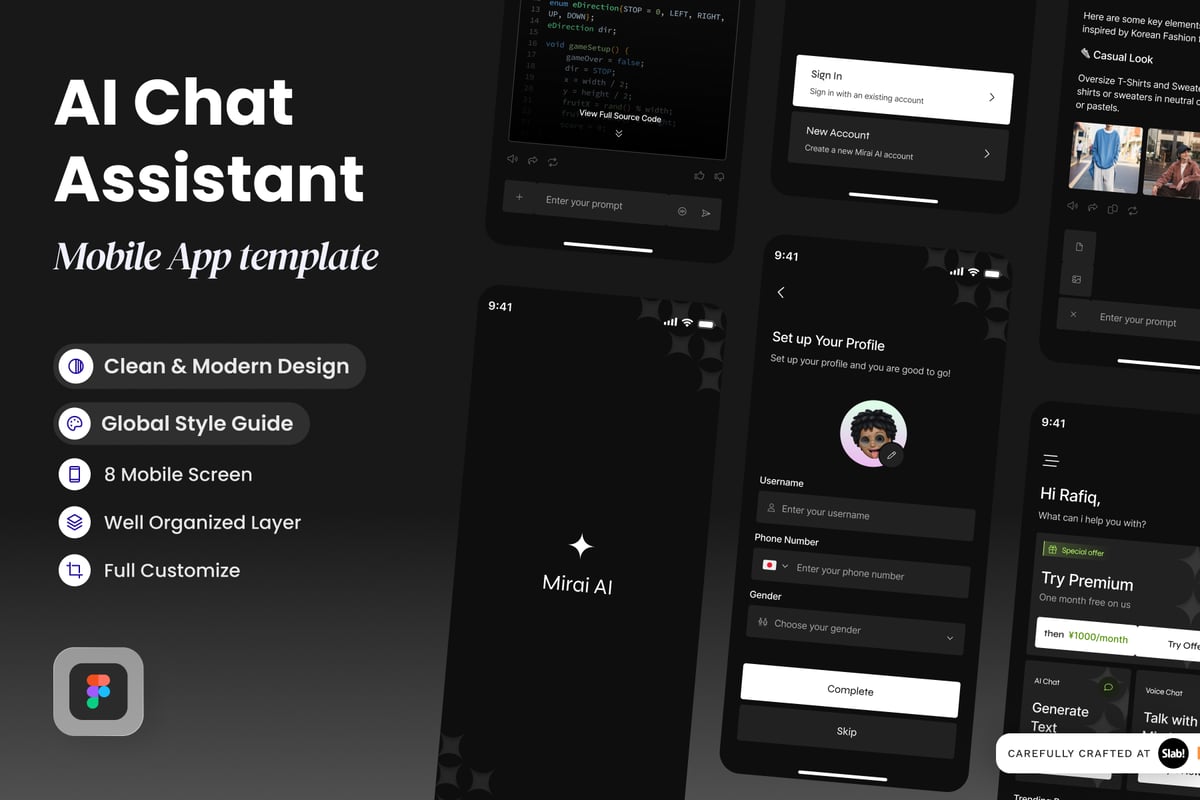 AI聊天移动应用APP UI KIT (FIG)