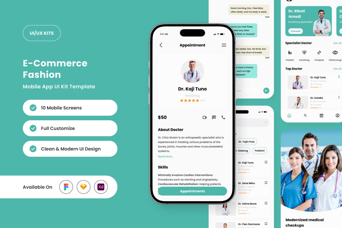 健康 - 健康与医疗移动应用 APP UI KIT (FIG,SKETCH,XD)