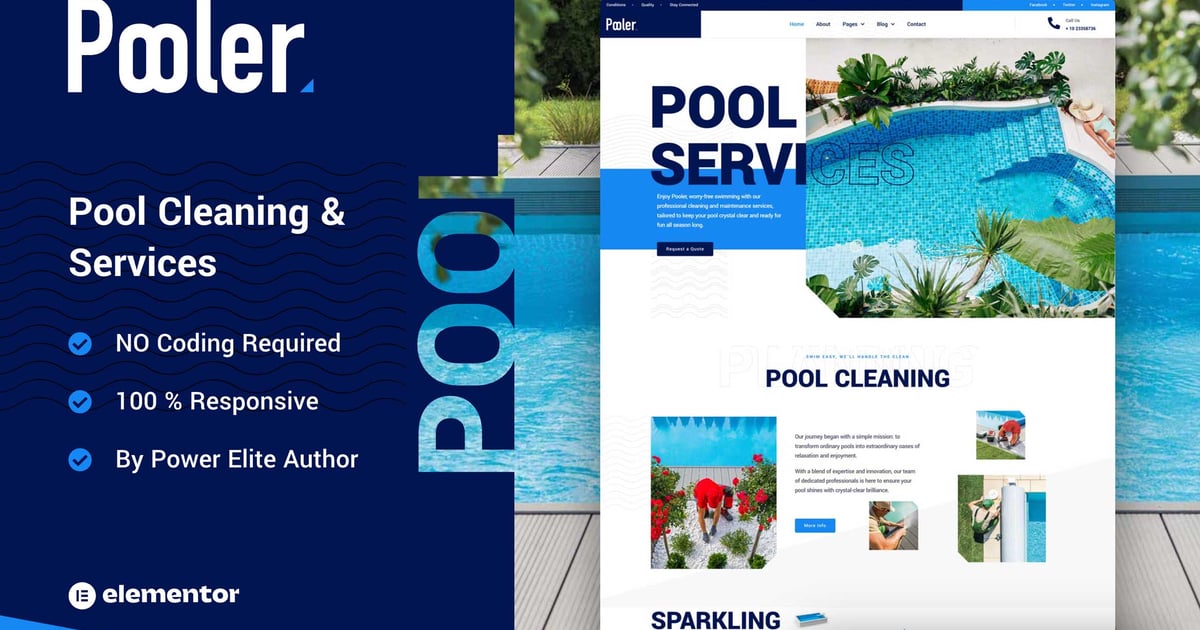 Pooler – 游泳池清洁服务 WordPress
