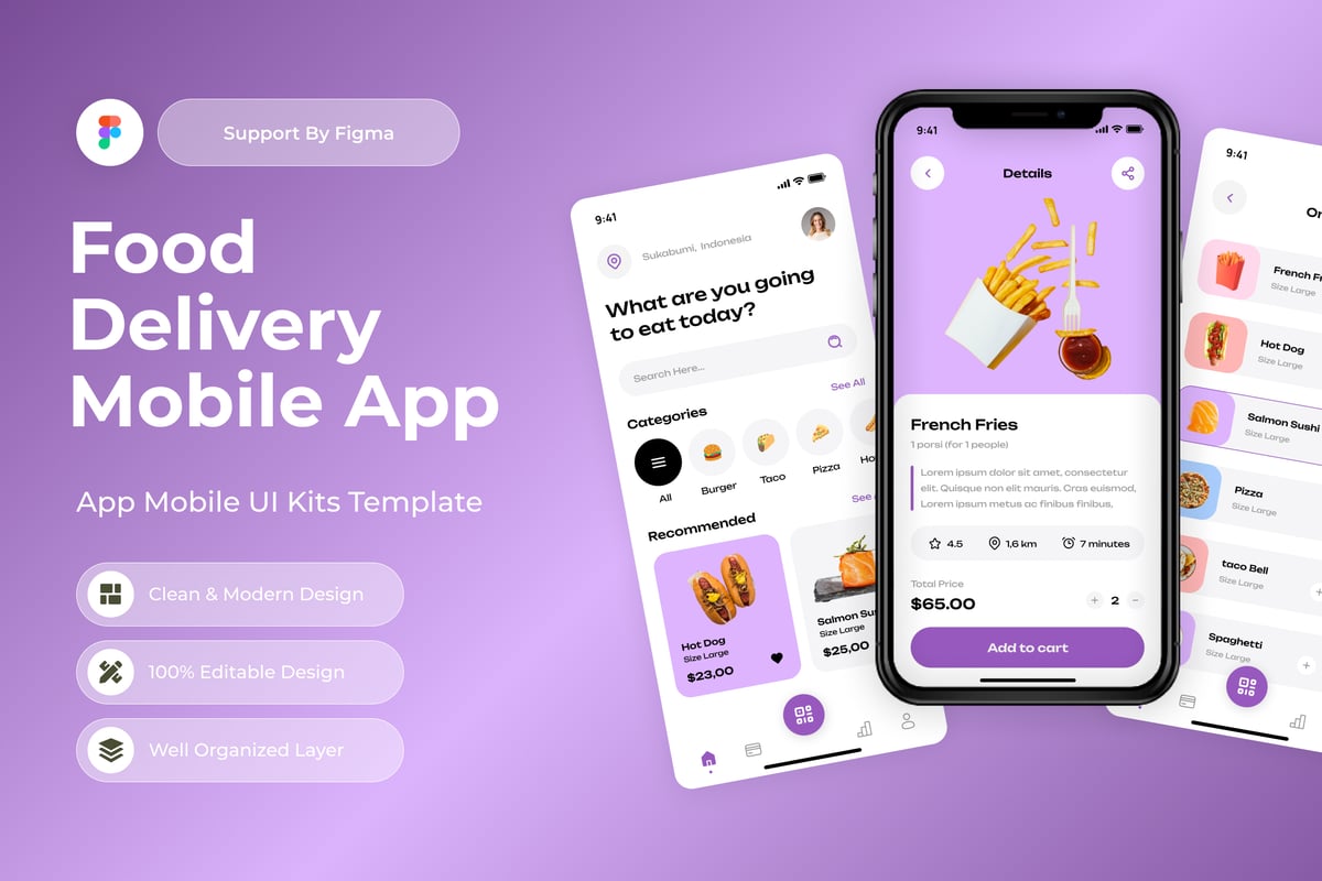 食品交付物流快递移动应用 APP UI KIT (FIG)