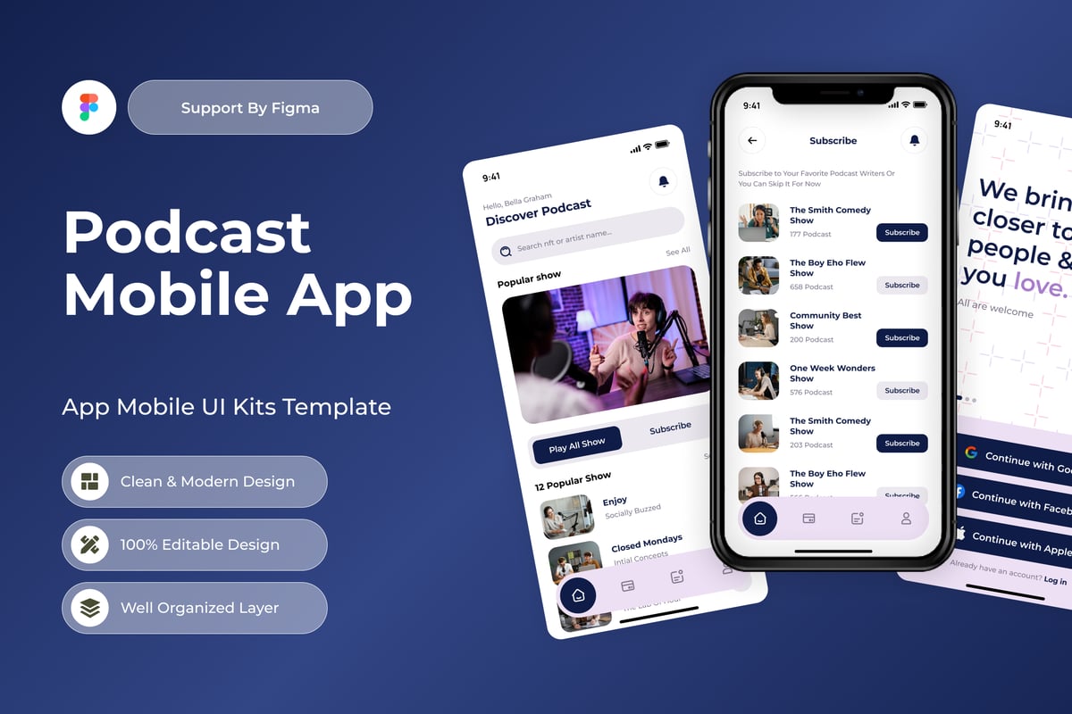 播客移动应用APP UI KIT (FIG)