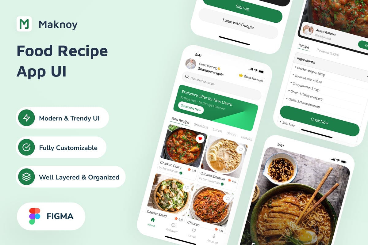 食品食谱应用APP UI KIT (FIG)