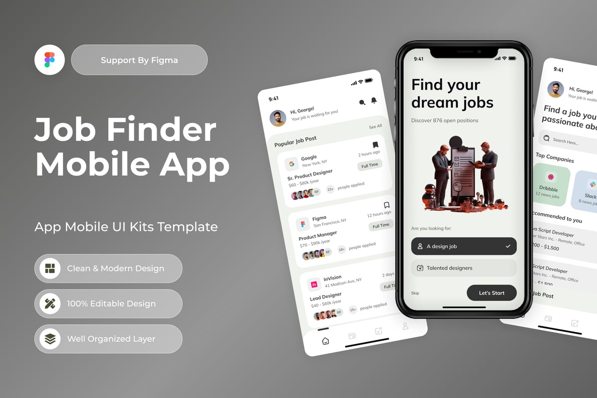 找工作移动应用APP UI KIT (FIG)