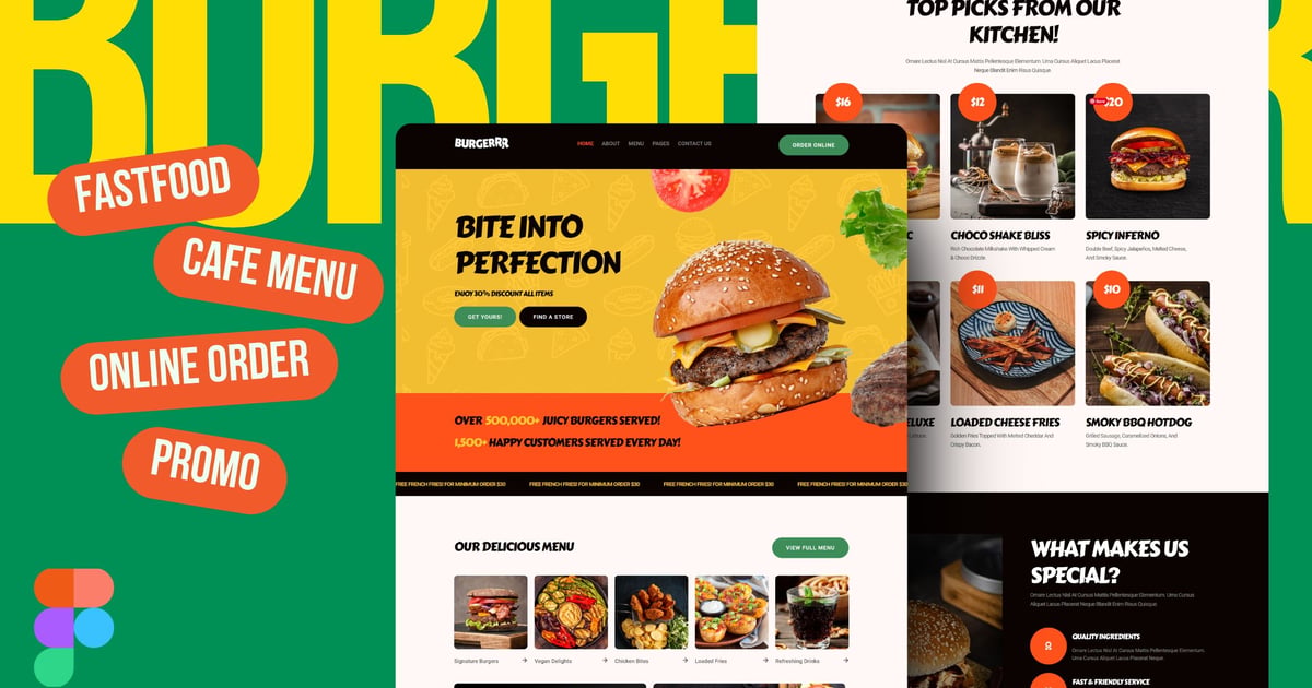 Burgerr – 快餐店 Figma 网站