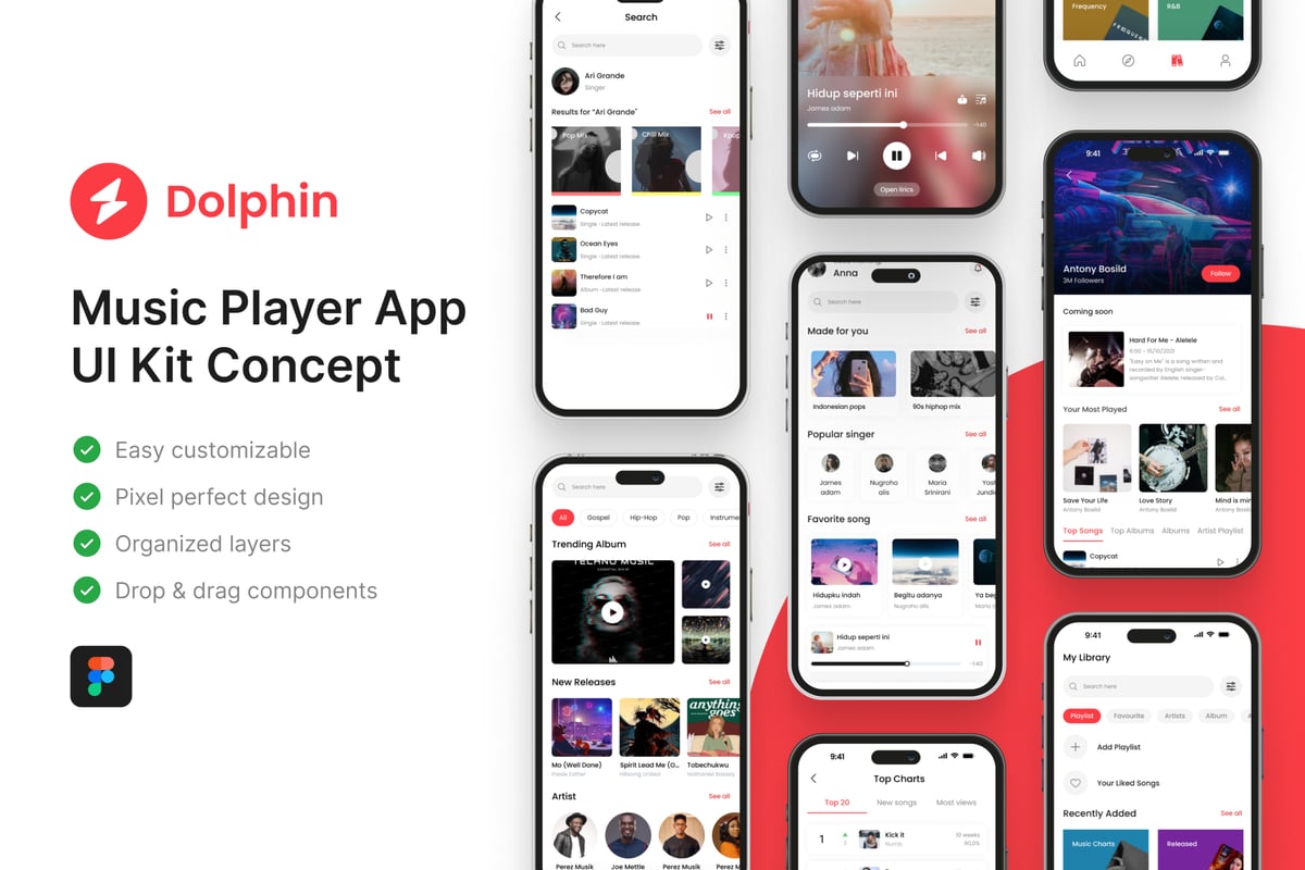 音乐播放器应用APP UI KIT (FIG)