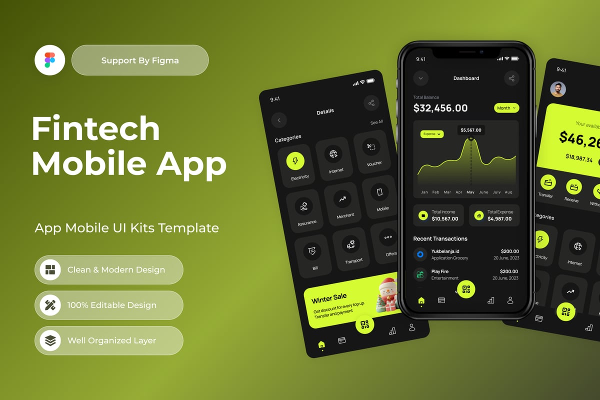 金融科技移动应用 APP UI KIT (FIG)