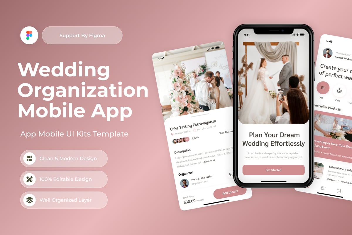 婚礼组织移动应用APP UI KIT (FIG)