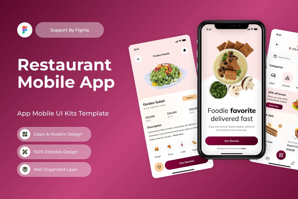 餐厅移动应用APP UI KIT (FIG)