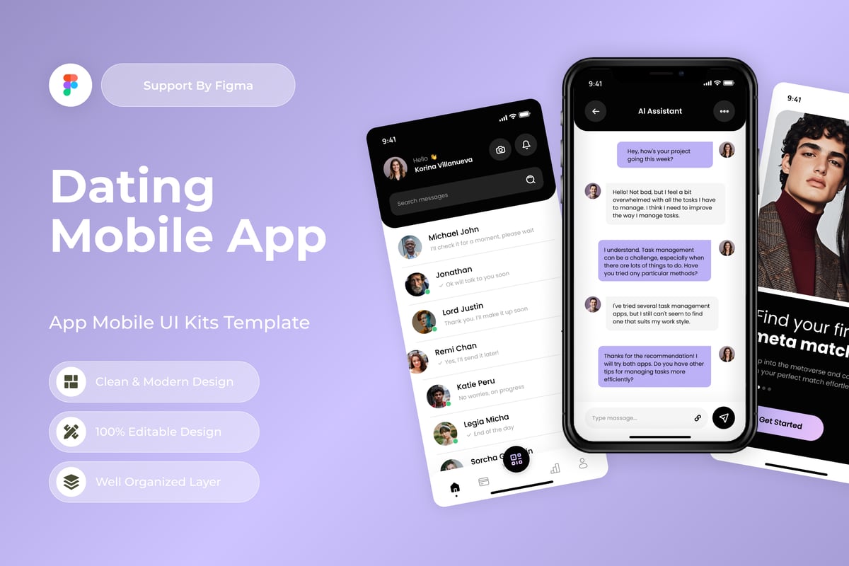 约会移动应用APP UI KIT (FIG)