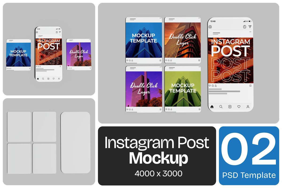 Instagram Post模型样机 (PSD)