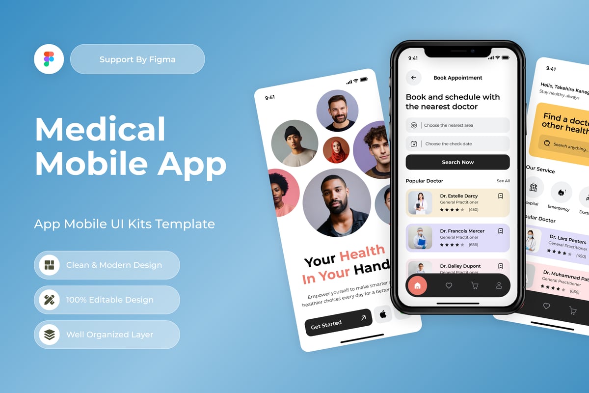 医疗移动应用APP UI KIT (FIG)