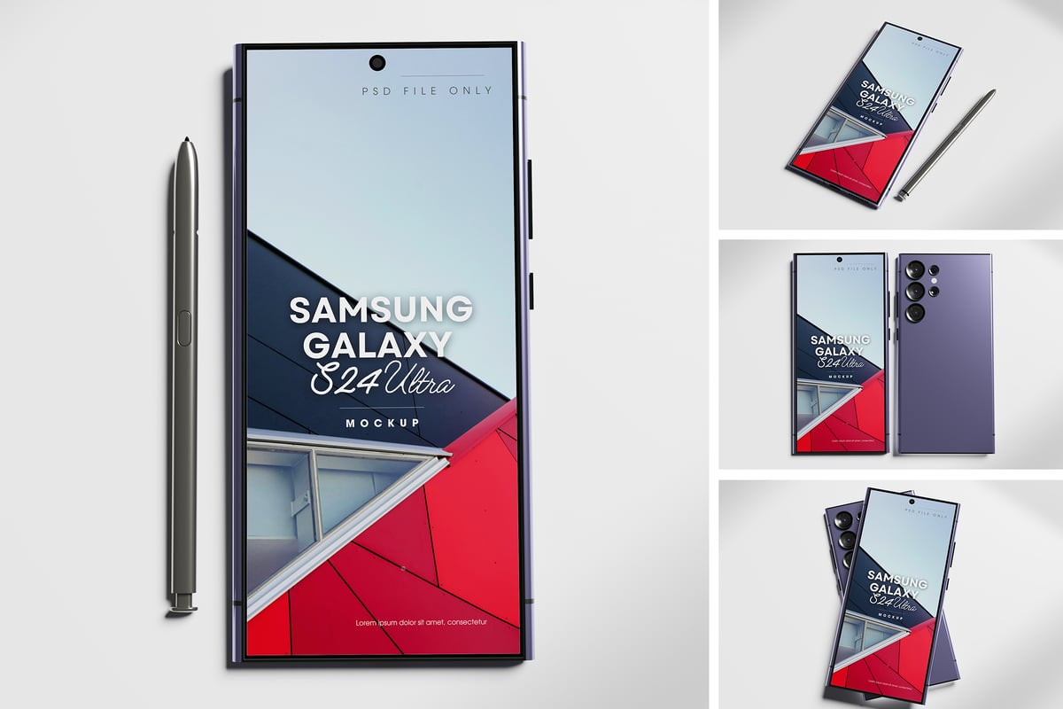 三星Galaxy S24手机样机 (PDF,PSD)