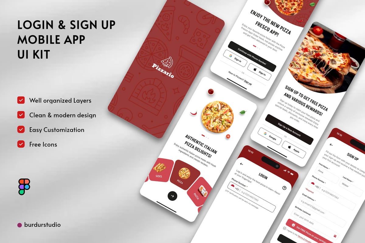 登录并注册移动应用APP UI KIT (FIG)