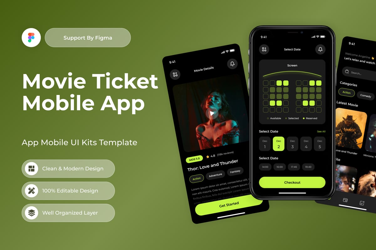 电影售票移动应用APP UI KIT (FIG)