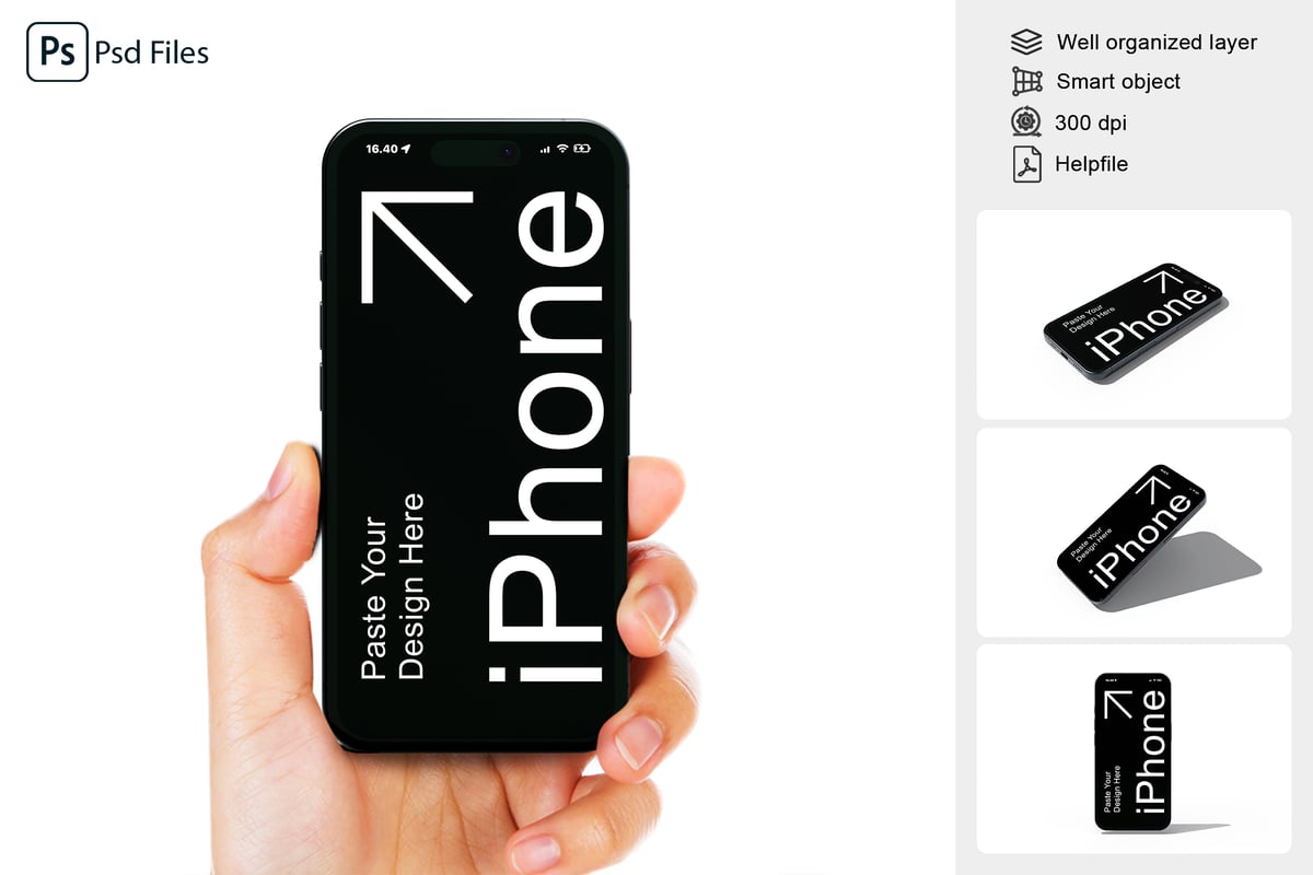 iPhone 16-手机模型样机 (PDF,PSD)