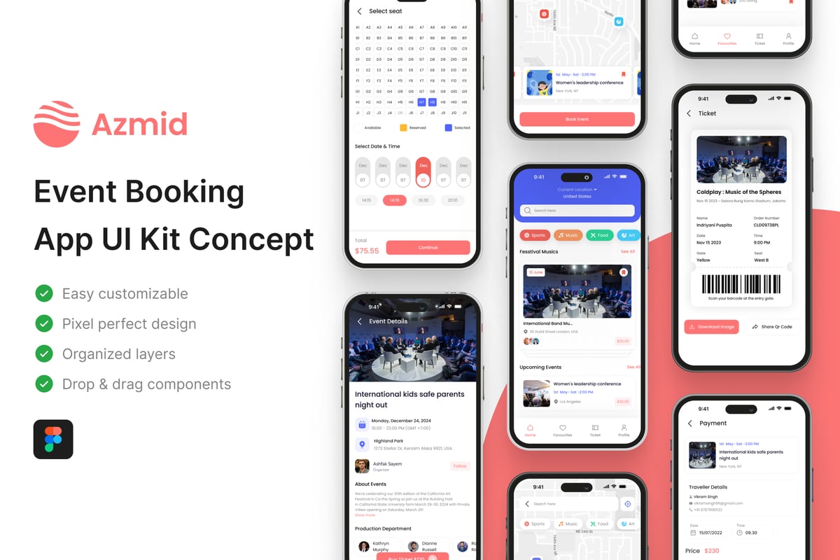 活动预订应用APP UI KIT (FIG)