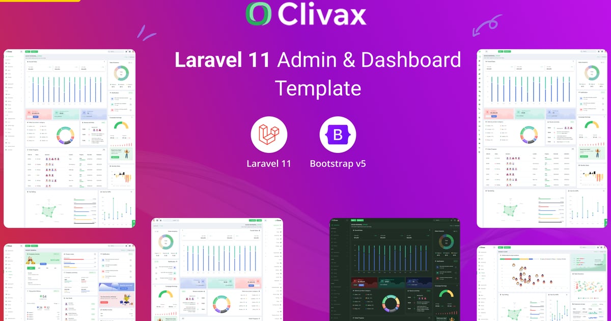 Clivax – Laravel 11 管理员和仪表板模板