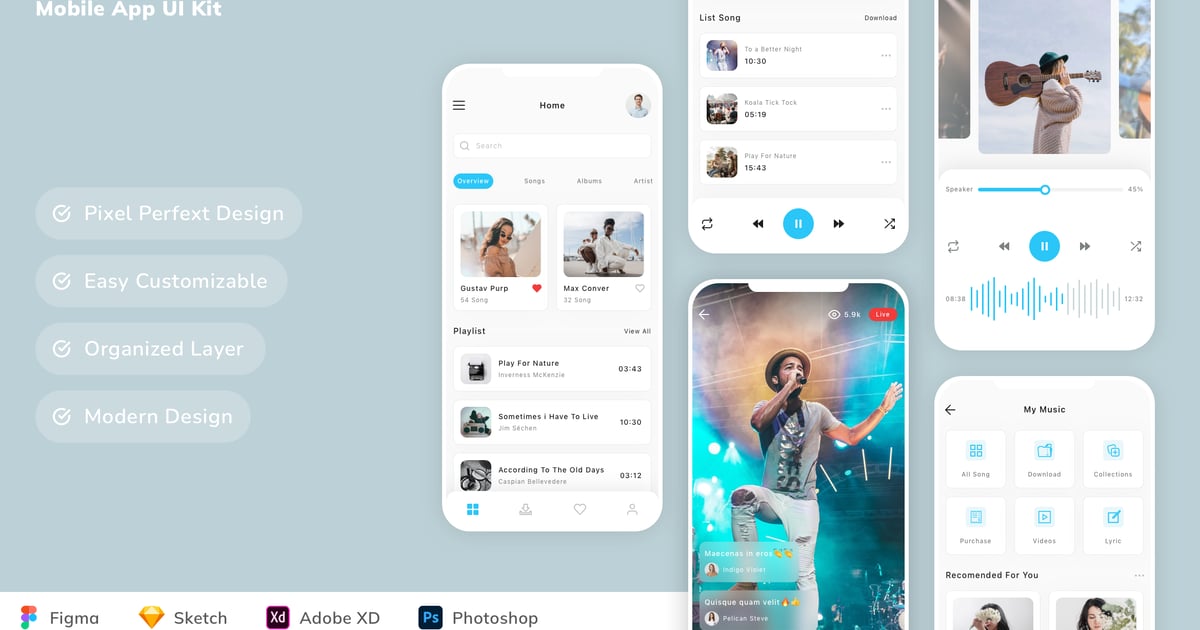 音乐播放器移动应用程序 UI 套件