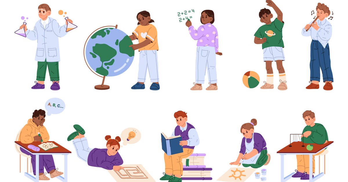 孩子们在学校学习课程