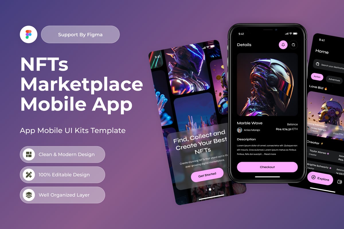 NFTS市场APP UI KIT (FIG)