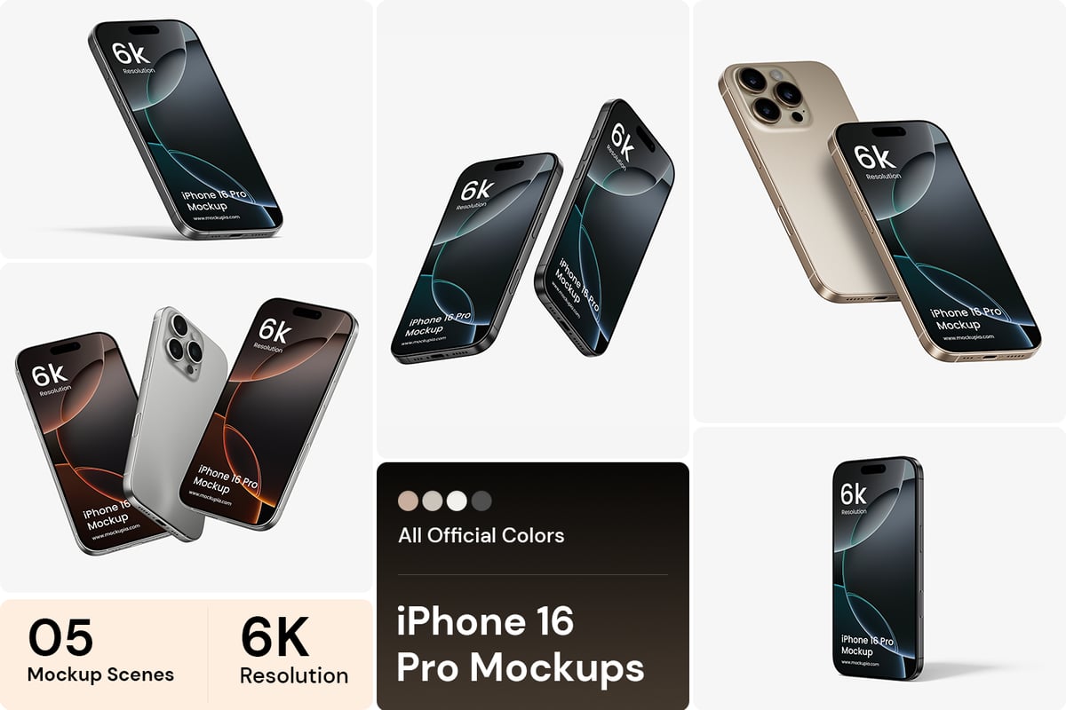 iPhone 16 Pro样机 (PSD,PNG)