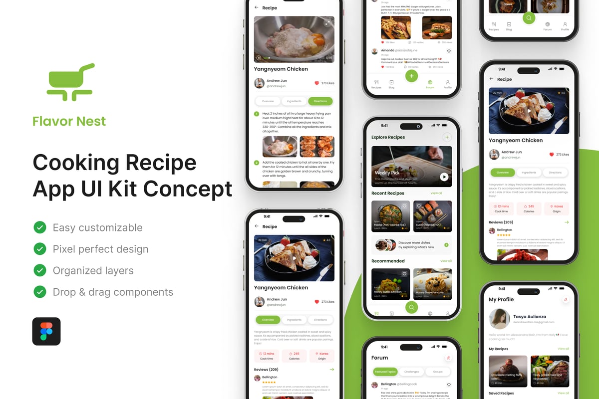 烹饪食谱应用APP UI KIT (FIG)