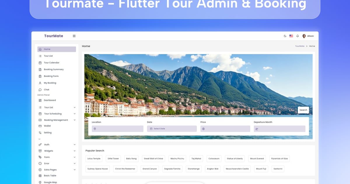 Flutter 旅游预订和管理网站