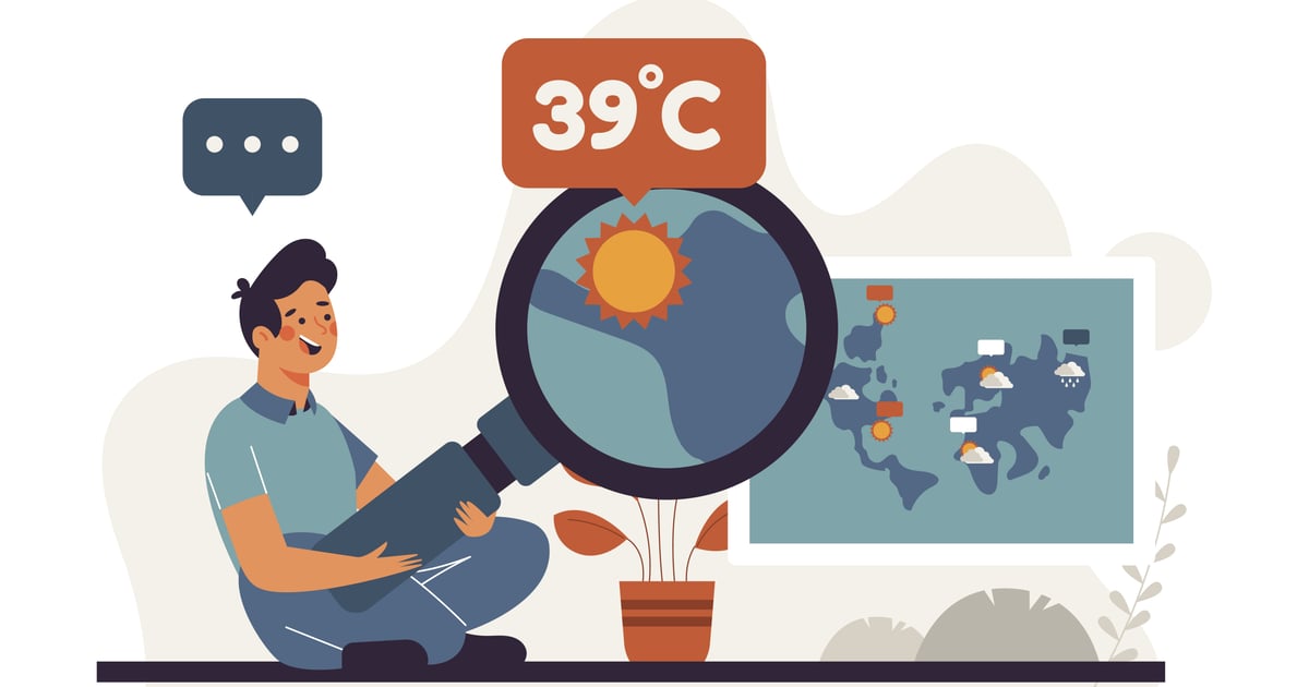 男人秀非常炎热的天气 – 平面插图