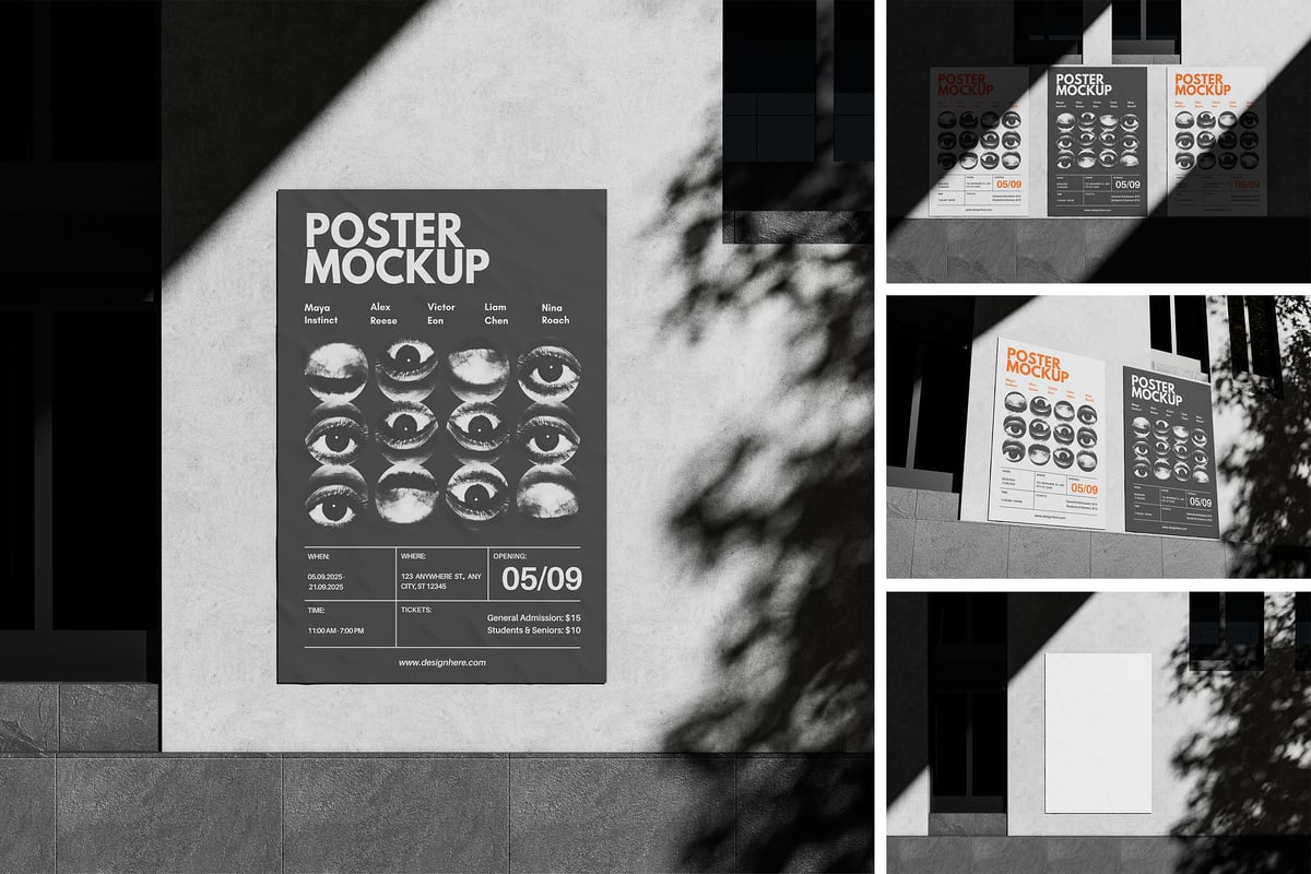 海报样机 (PSD,PDF)