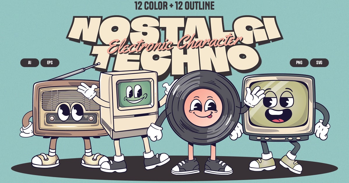 Nostalgi Techno – 电子吉祥物插画