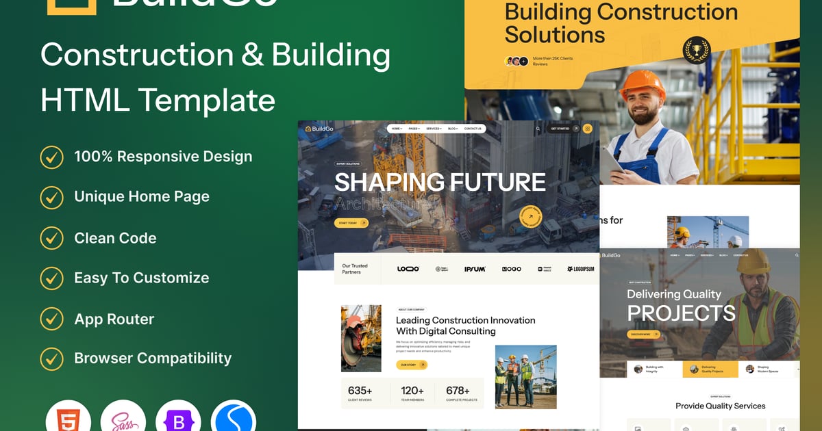 BuildGo – 建筑与建筑 HTML 模板
