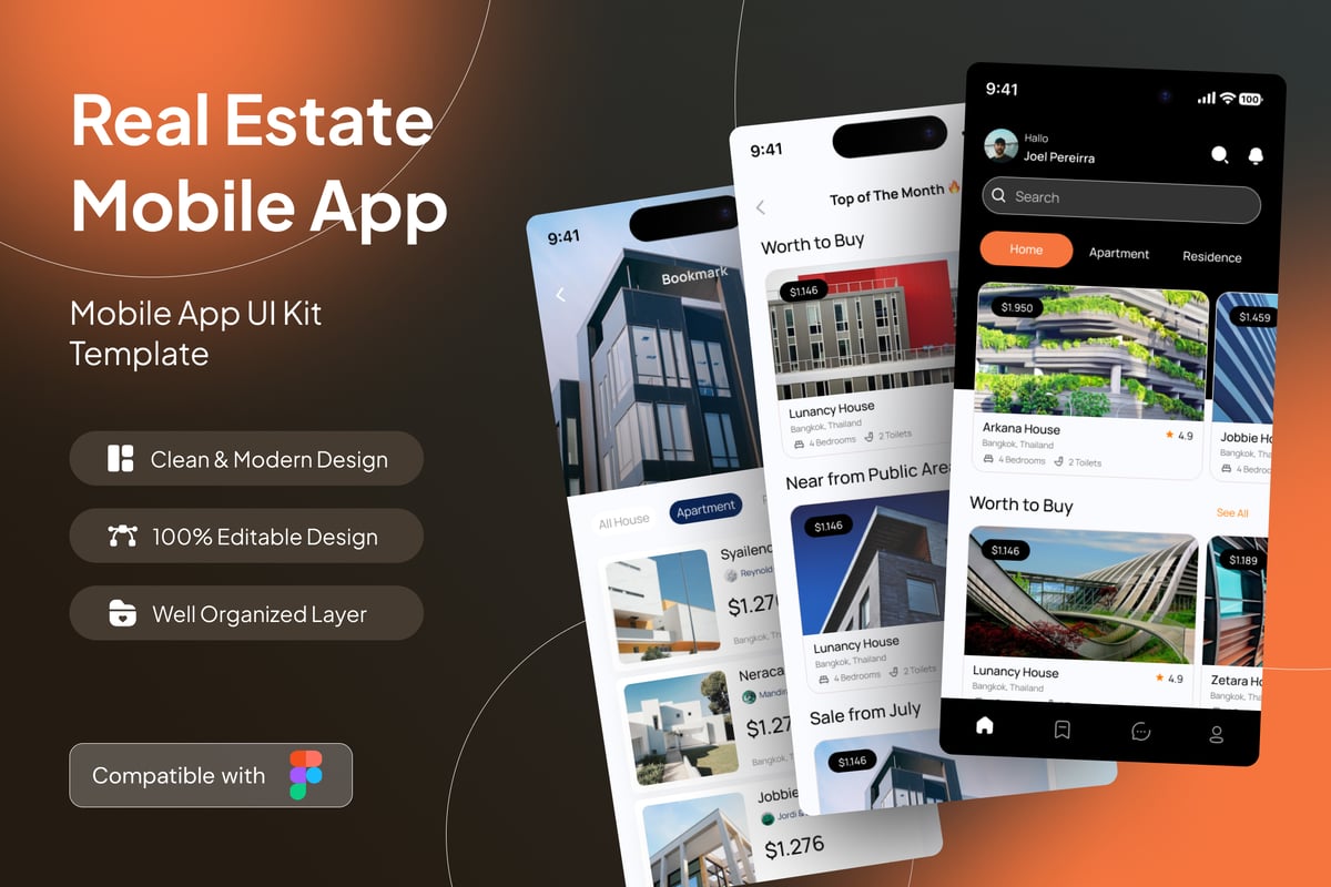 房地产移动应用 APP UI KIT (FIG)