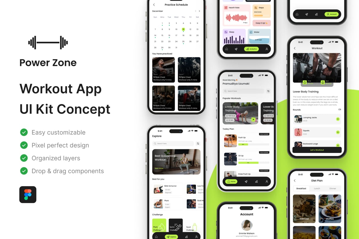 锻炼应用APP UI KIT (FIG)