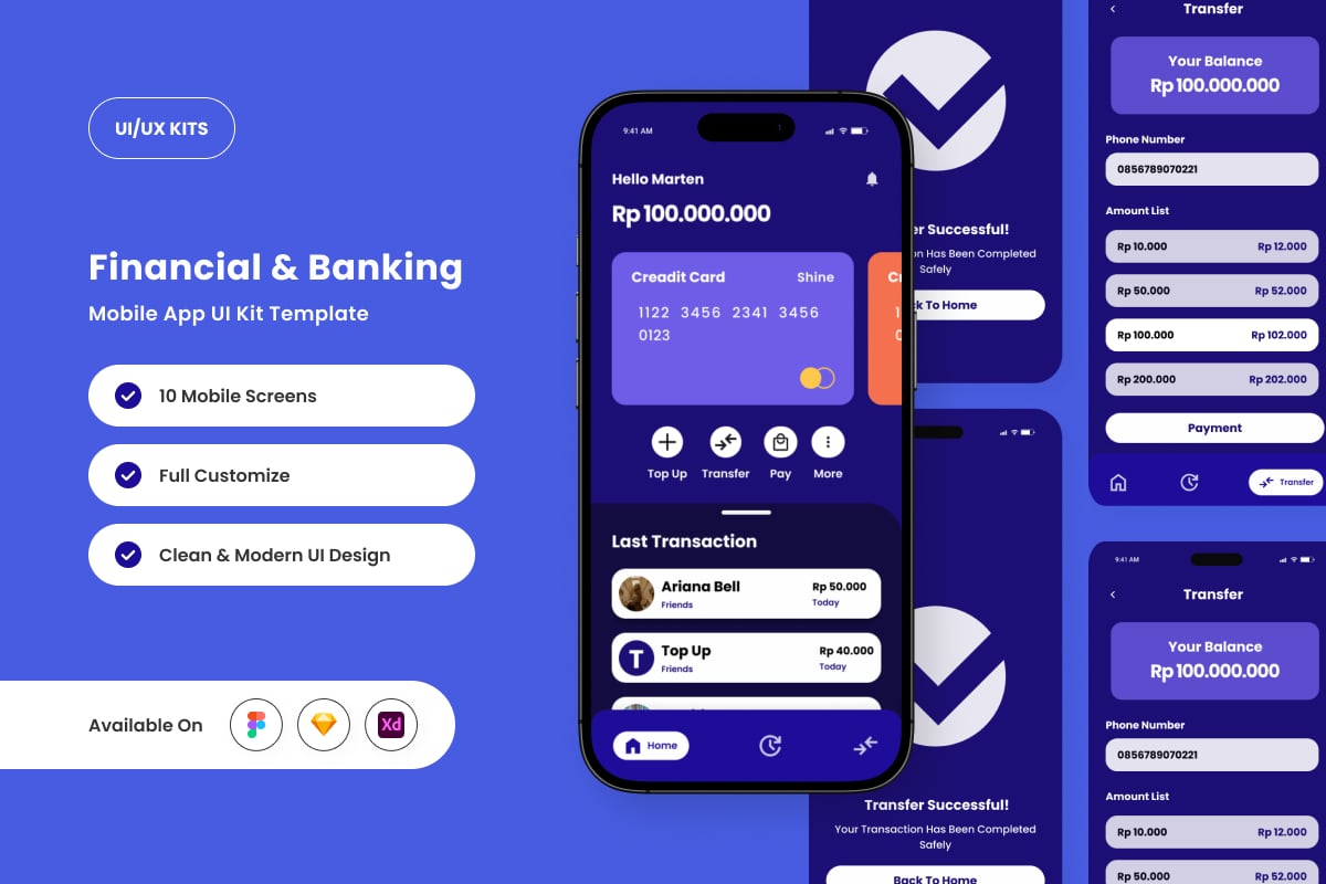 智能财务应用APP UI KIT (SKETCH,FIG,XD)
