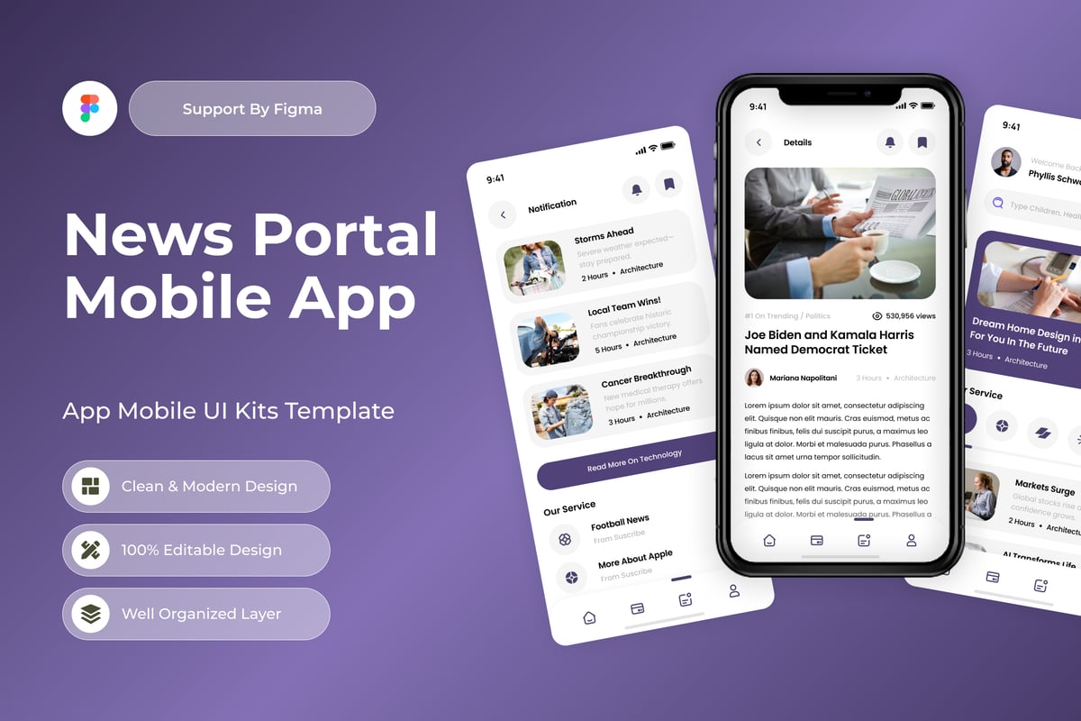 新闻门户移动应用APP UI KIT (FIG)