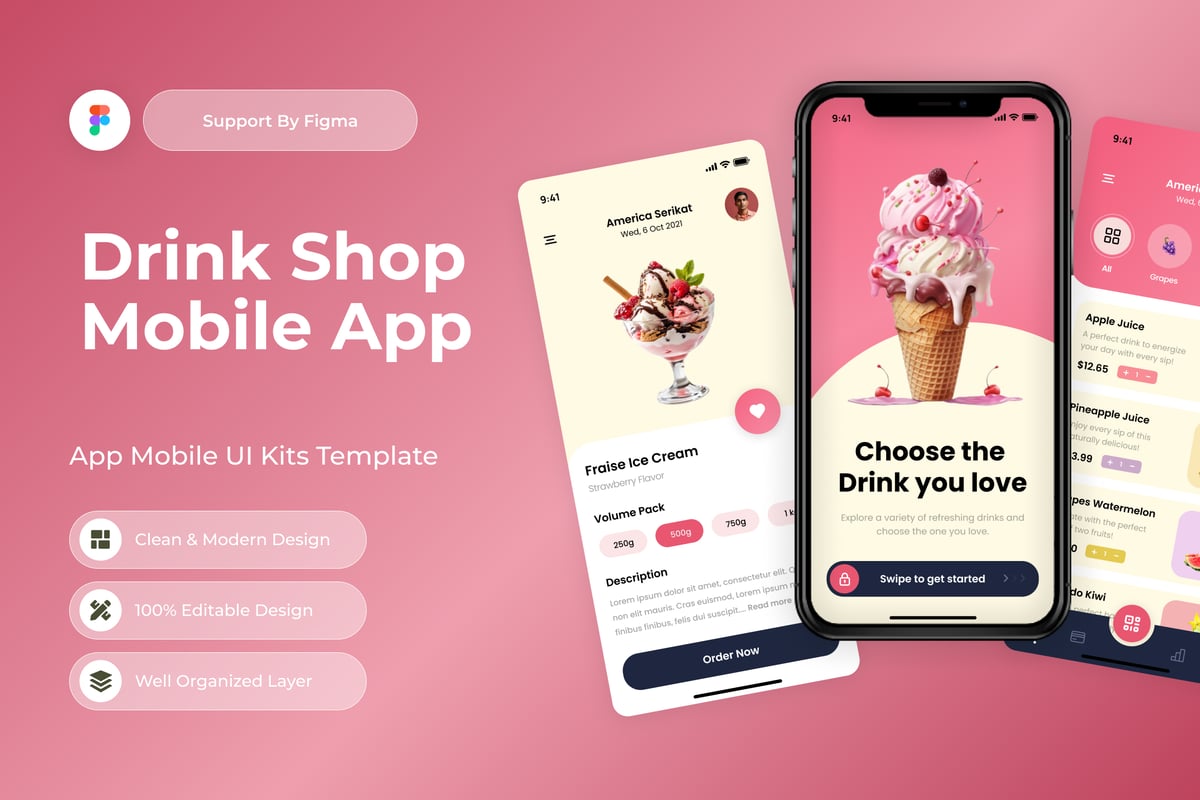 饮料商店移动应用APP UI KIT (FIG)