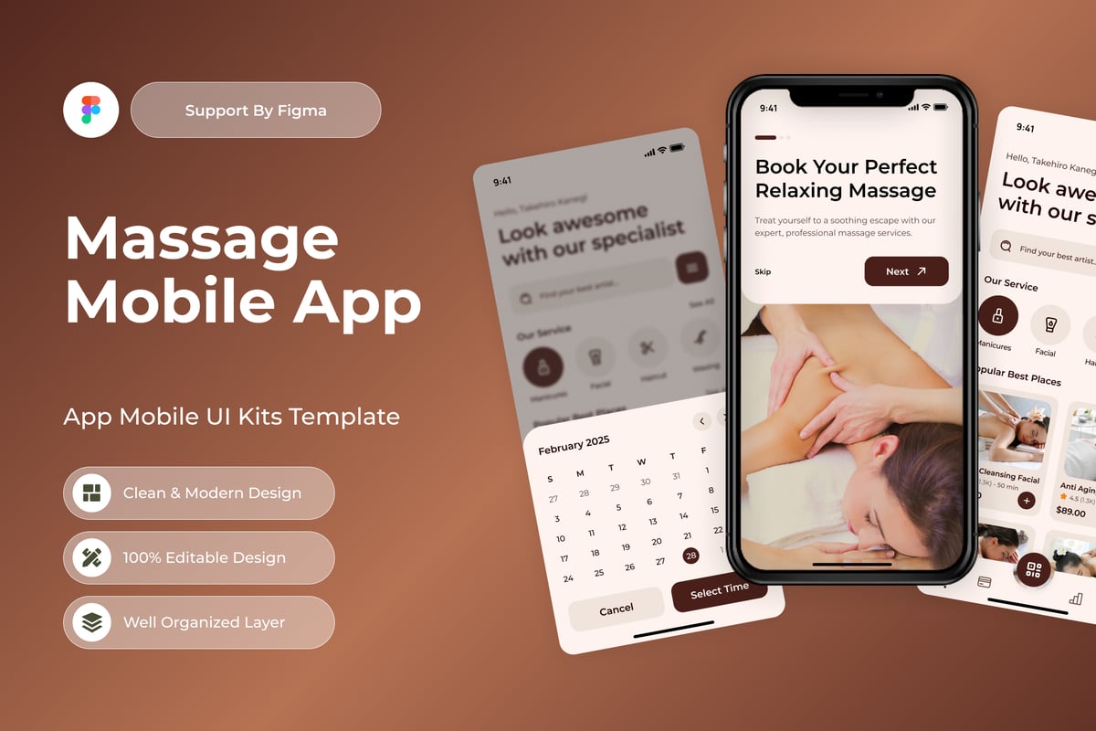 按摩服务移动应用APP UI KIT (FIG)