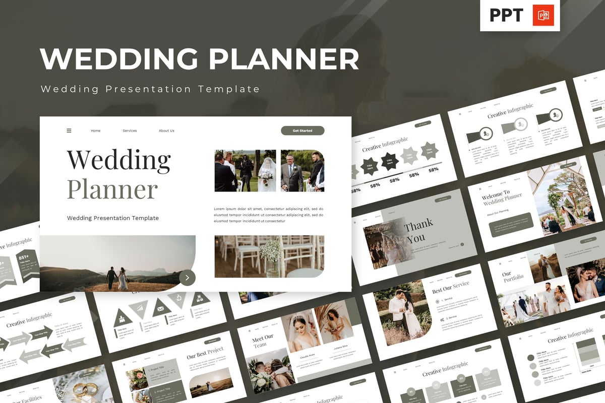 婚礼策划师 PPT模板 (PPTX)