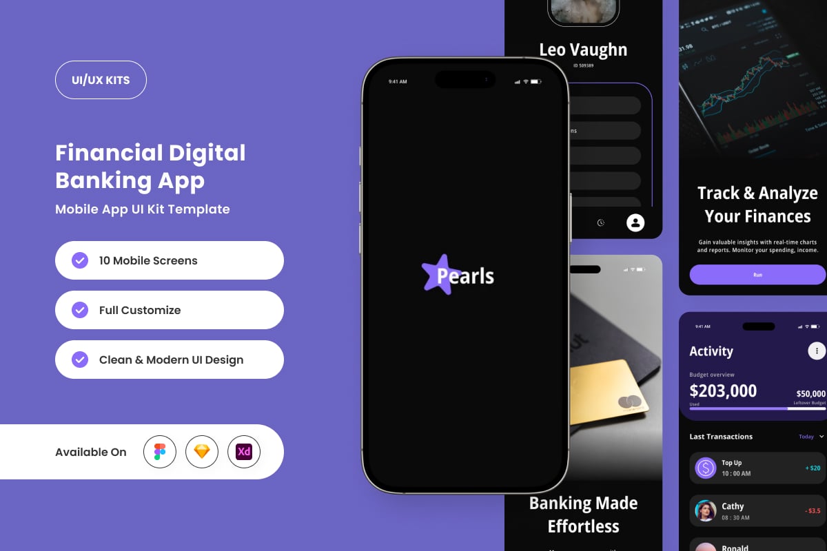 安全数字金融应用APP UI KIT (FIG,SKETCH,XD)
