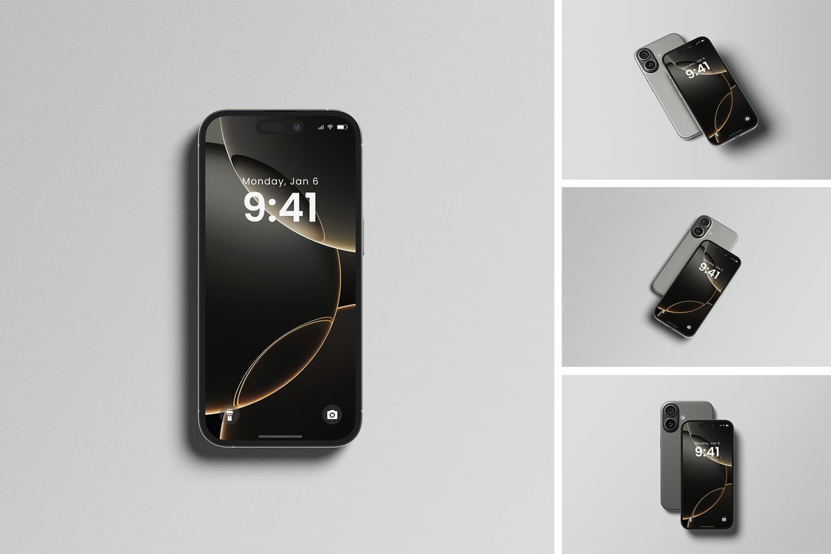 iPhone 16 手机样机 (PSD,PDF)