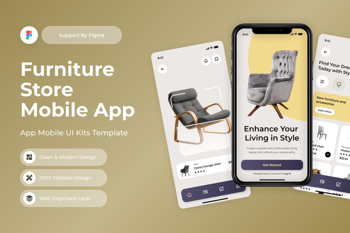 家具商店移动应用APP UI KIT (FIG)