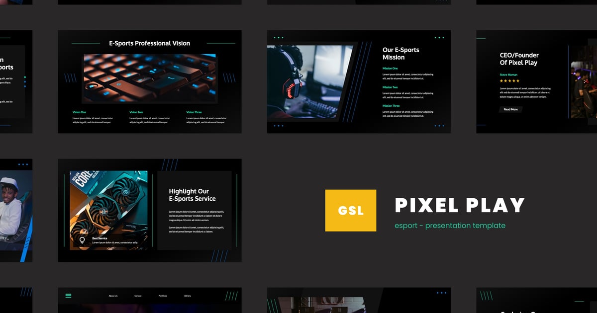 Pixel Play – E Sport Google 幻灯片模板