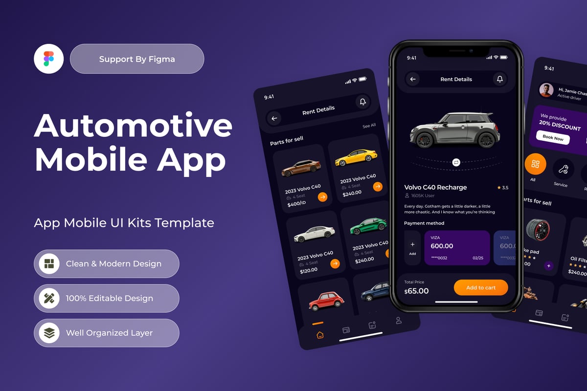 汽车移动应用程序APP UI KIT (FIG)