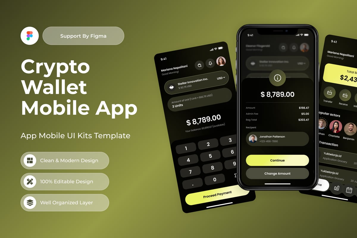 加密钱包移动应用APP UI KIT (FIG)