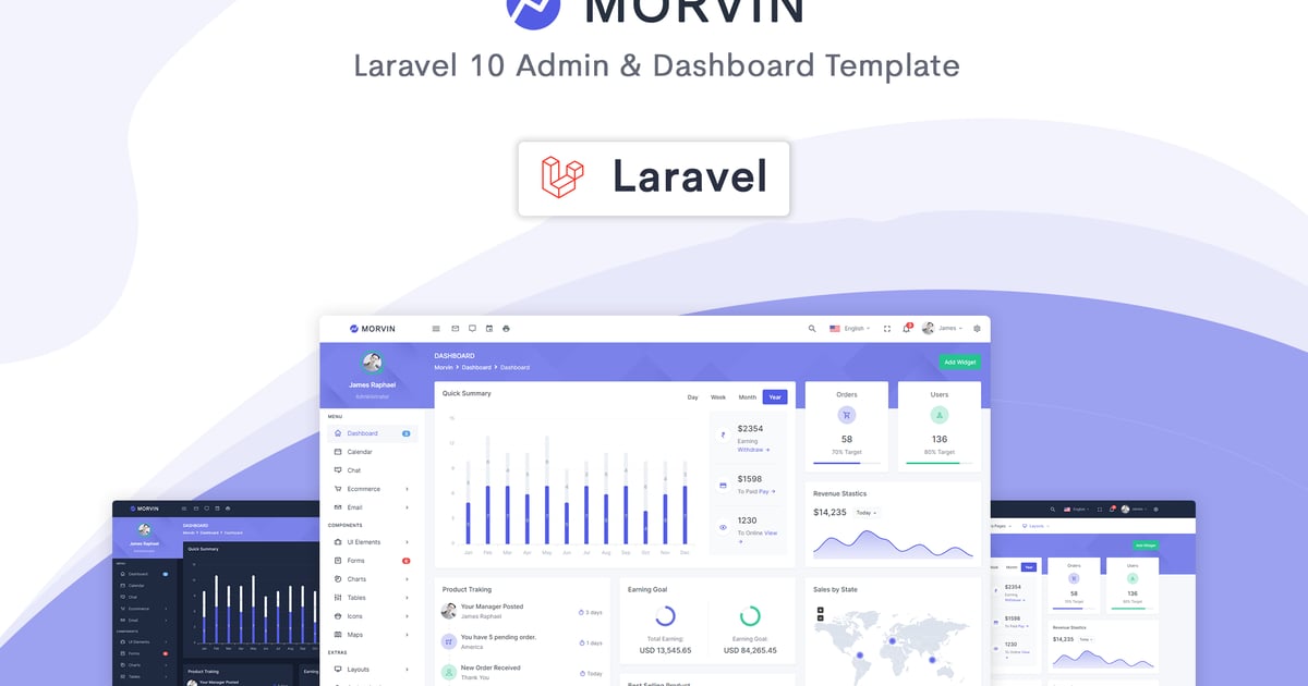 Morvin – Laravel 管理及仪表盘模板